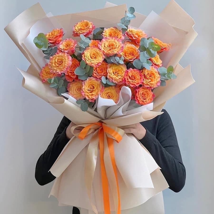 HB12 - bó hoa hồng cam