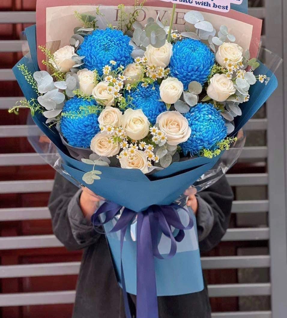 Bó hoa tông màu xanh ở ĐN - HB35